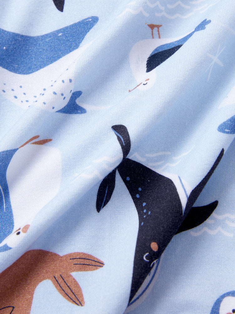 Bamboo Baby Boy/Girl Animal Printed 2-Way Zip Onesies Anti Slip Long-sleeve Footie with Hairband Royal Blue