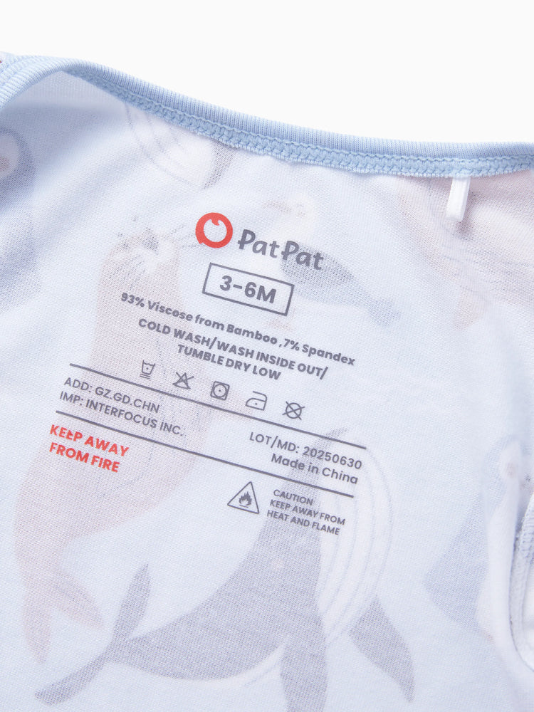 Bamboo Baby Boy/Girl Animal Printed 2-Way Zip Onesies Anti Slip Long-sleeve Footie with Hairband Royal Blue