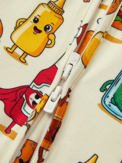 Kids Baby / Girl Bamboo Pajamas With Childlike Print (Snug-Fitting) Red