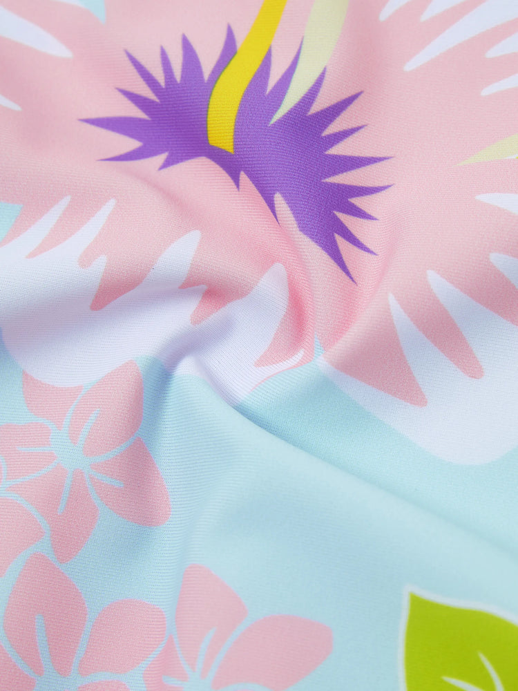 Disney Stitch Toddler/Kid Girl UPF50+ One-shoulder Ruffle Swimsuit Coral