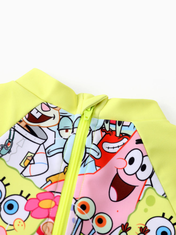 SpongeBob SquarePants Baby/Toddler Girl UPF50+ Colorblock Allover Print Swimsuit  Multi-color