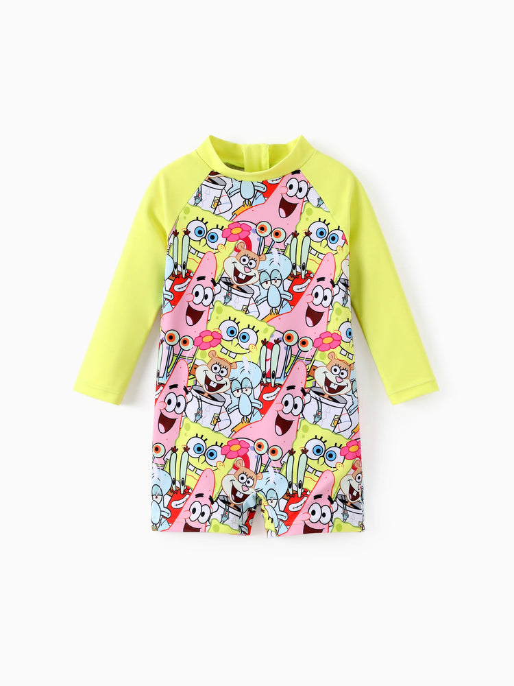 SpongeBob SquarePants Baby/Toddler Girl UPF50+ Colorblock Allover Print Swimsuit  Multi-color