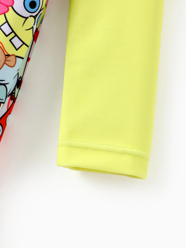 SpongeBob SquarePants Baby/Toddler Girl UPF50+ Colorblock Allover Print Swimsuit  Multi-color