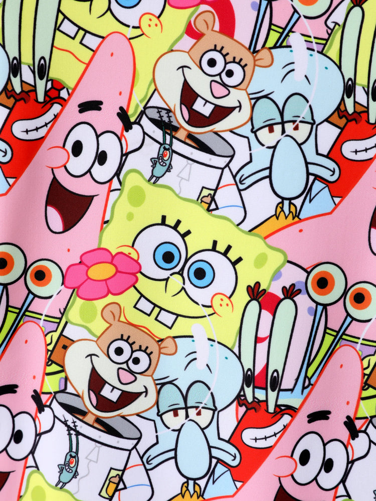 SpongeBob SquarePants Baby/Toddler Girl UPF50+ Colorblock Allover Print Swimsuit  Multi-color