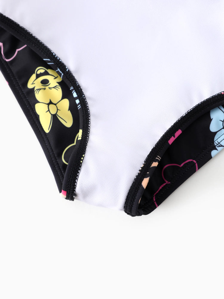 Disney Mickey and Friends Toddler/Kid Girl 1pc Minnie Mouse Floral Print Swimsuit Black