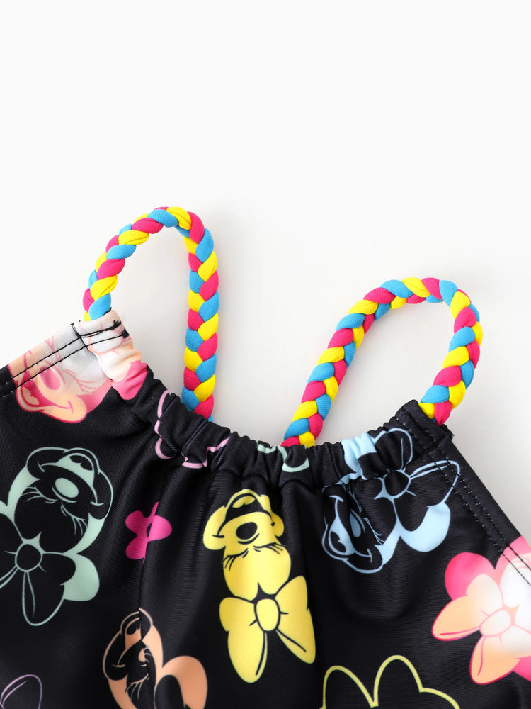 Disney Mickey and Friends Toddler/Kid Girl 1pc Minnie Mouse Floral Print Swimsuit Black