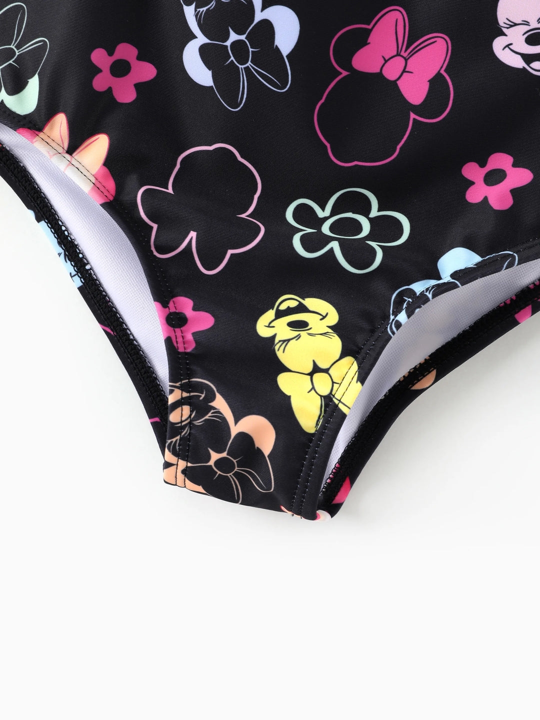 Disney Mickey & Friends Kleinkind/Mädchen Badeanzug mit Minnie Mouse – UV-Schutz UPF50+, Blumenprint in Schwarz
