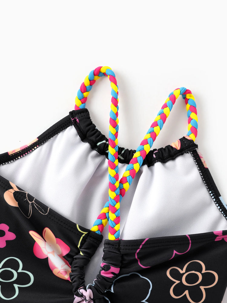 Disney Mickey and Friends Toddler/Kid Girl 1pc Minnie Mouse Floral Print Swimsuit Black