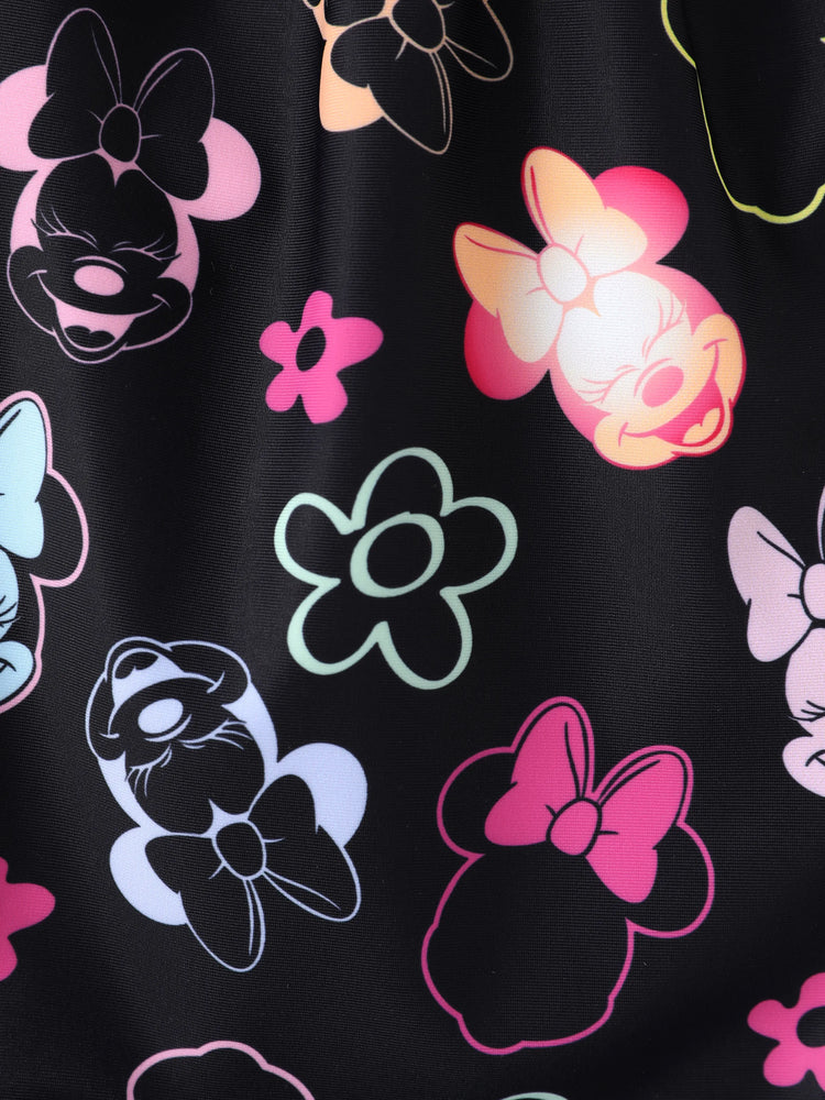 Disney Mickey and Friends Toddler/Kid Girl 1pc Minnie Mouse Floral Print Swimsuit Black