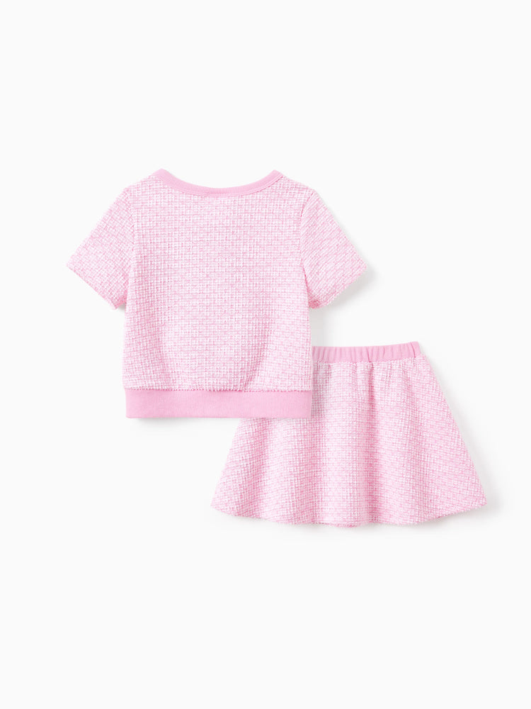 Barbie Toddler/Kid Girl 2pcs Sweet Secret Button Dress Set Light Pink