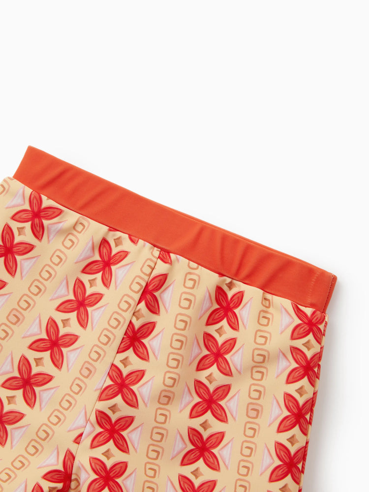 Disney Princess Toddler/Kid Girl 2pcs Moana UPF50+ Floral Print Top and Trunks Swimsuit Set Orange