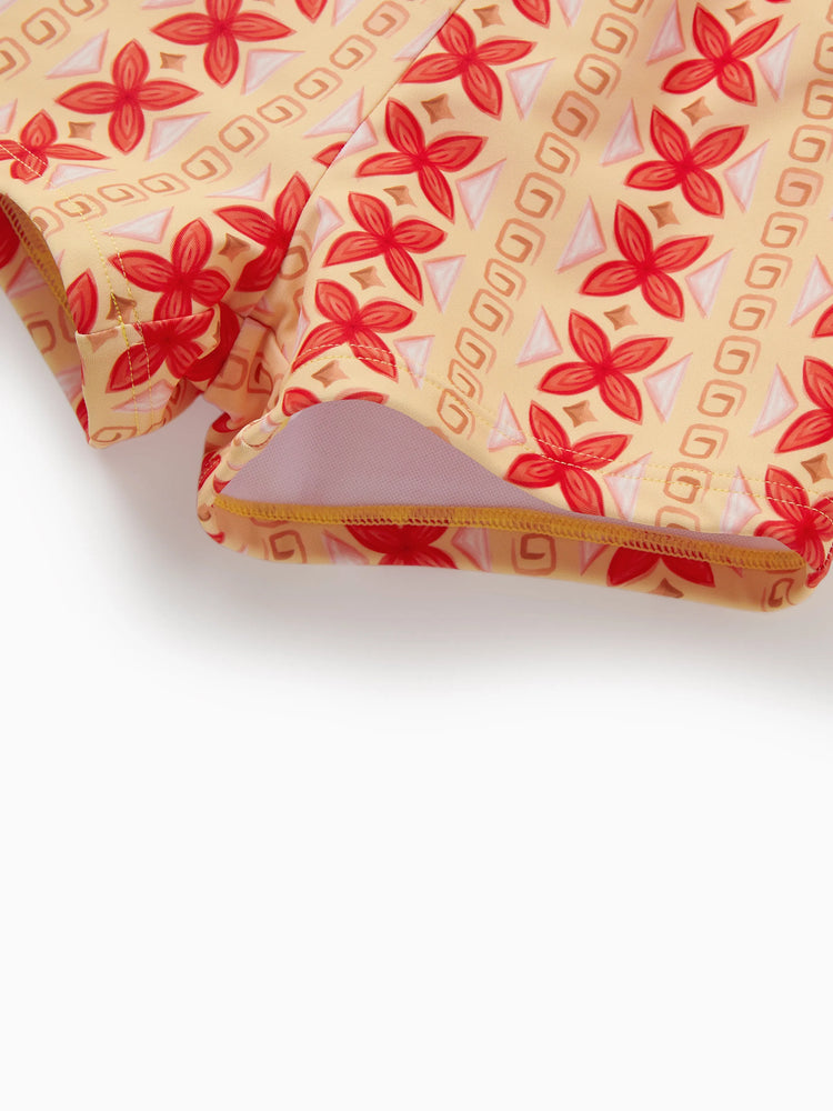 Disney Princess Toddler/Kid Girl 2pcs Moana UPF50+ Floral Print Top and Trunks Swimsuit Set Orange