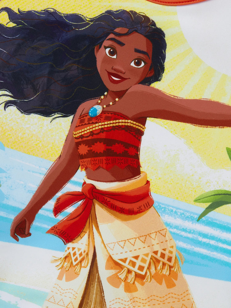 Disney Princess Toddler/Kid Girl 2pcs Moana UPF50+ Floral Print Top and Trunks Swimsuit Set Orange
