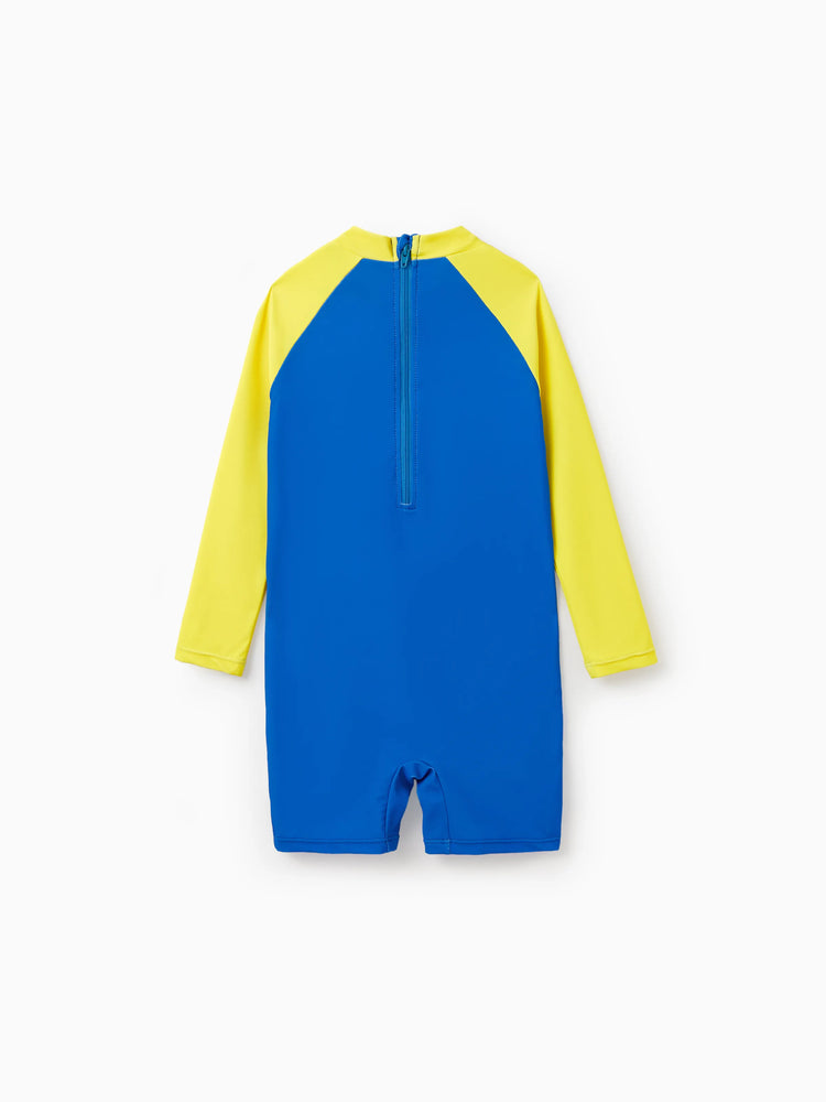 PAW Patrol Toddler Boy Chase/Rubble UPF50+ Colorblock Swimsuit  Blue