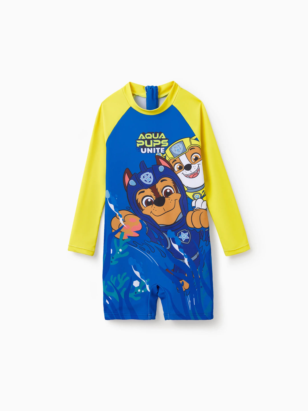 PAW Patrol Toddler Boy Chase/Rubble UPF50+ Colorblock Swimsuit Blue