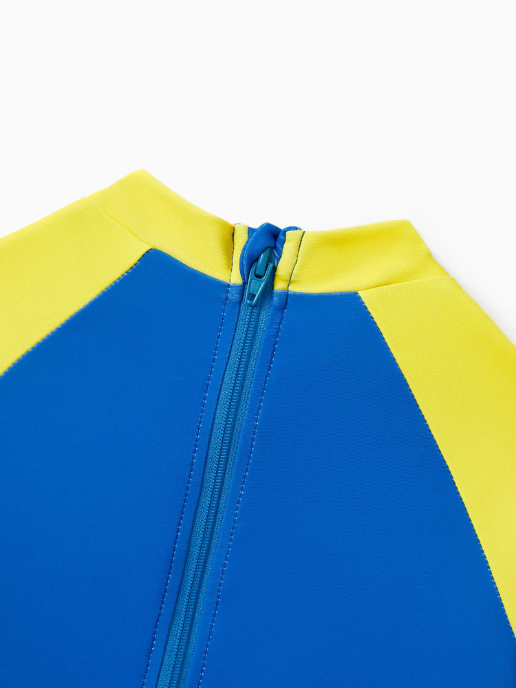 PAW Patrol Toddler Boy Chase/Rubble UPF50+ Colorblock Swimsuit  Blue
