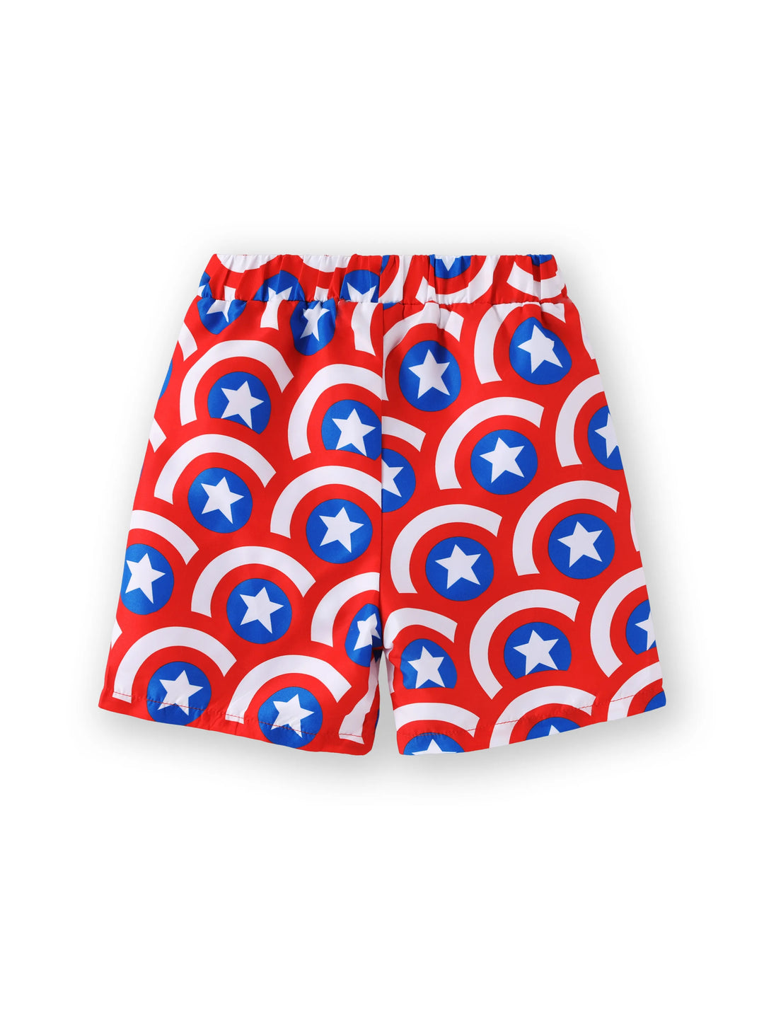 Marvel Kleinkind-/Jungen-2-teiliges Captain America UPF50+ Bade-Set mit Allover-Print – Oberteil und Badehose in Blau.
