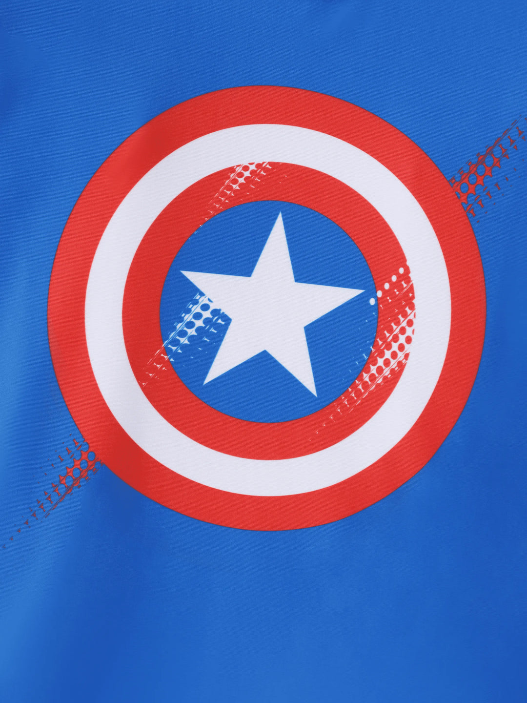 Marvel Kleinkind-/Jungen-2-teiliges Captain America UPF50+ Bade-Set mit Allover-Print – Oberteil und Badehose in Blau.
