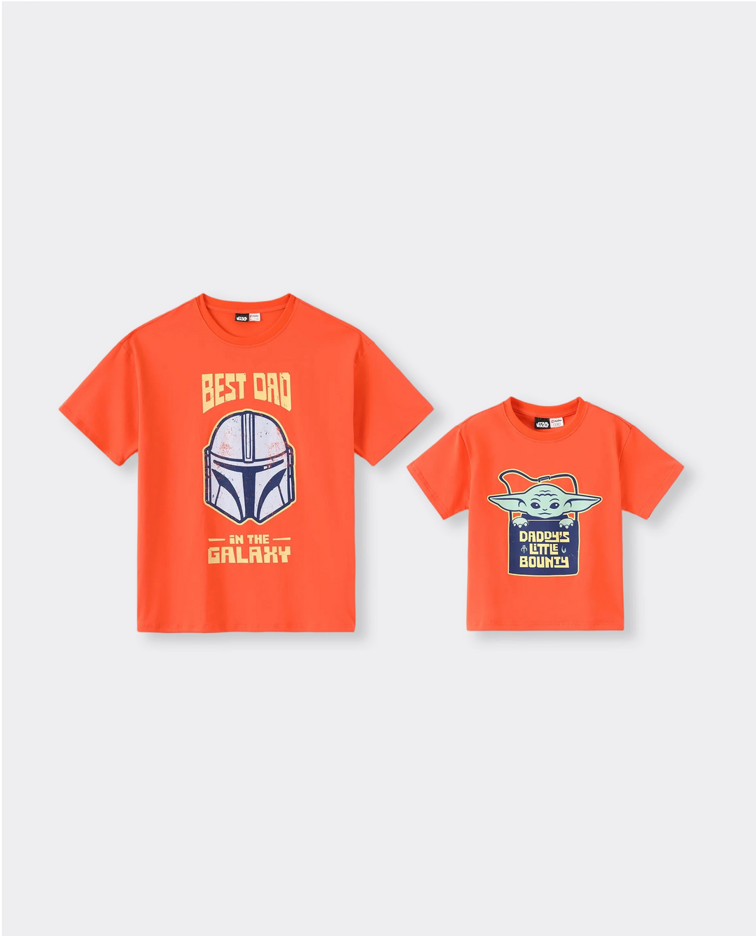 Star Wars Daddy & Me Matching Family Mandalorian & Grogu Cotton Tee Orange red