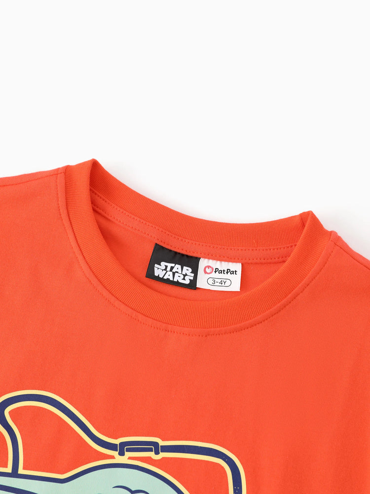 Star Wars Father's Day Matching Family Mandalorian & Grogu Cotton Tee Orange red