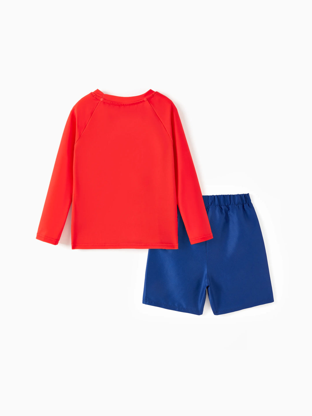 Marvel Kleinkind-/Jungen-2-teiliges Spider-Man UPF50+ Bade-Set mit Colorblock-Print – Oberteil und Badehose in Rot.