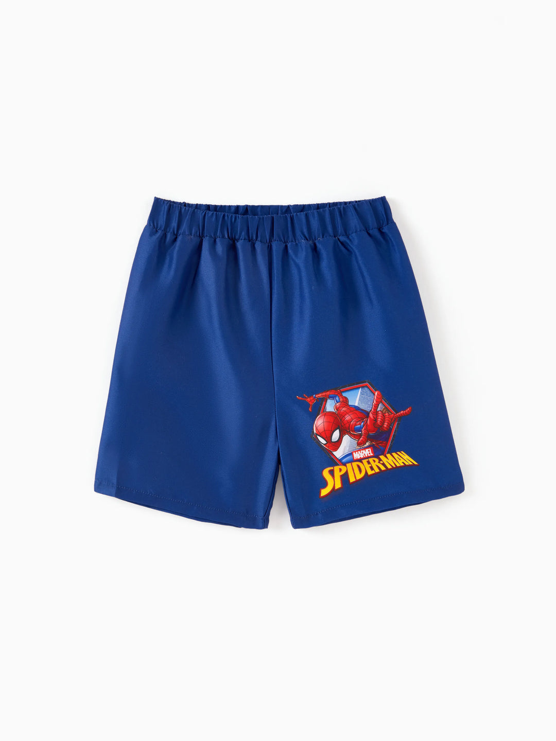 Marvel Kleinkind-/Jungen-2-teiliges Spider-Man UPF50+ Bade-Set mit Colorblock-Print – Oberteil und Badehose in Rot.