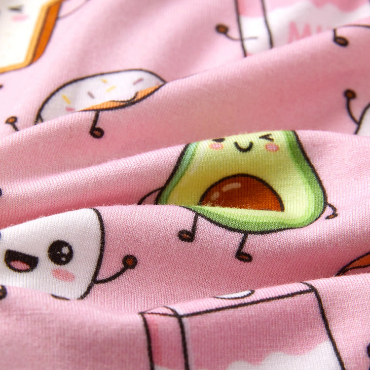 Bamboo Baby Boy /  Girl 2-Way Zip Onesies Anti Slip Childlike Food Pattern Bamboo Sleepwear (Snug-Fitting)
 Light Pink