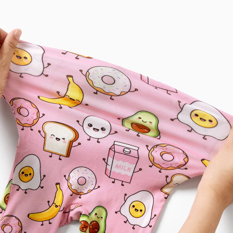 Bamboo Baby Boy /  Girl 2-Way Zip Onesies Anti Slip Childlike Food Pattern Bamboo Sleepwear (Snug-Fitting)
 Light Pink