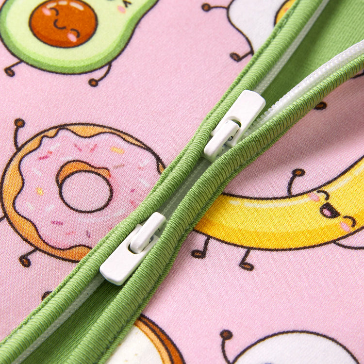 Bamboo Baby Boy /  Girl 2-Way Zip Onesies Anti Slip Childlike Food Pattern Bamboo Sleepwear (Snug-Fitting)
 Light Pink