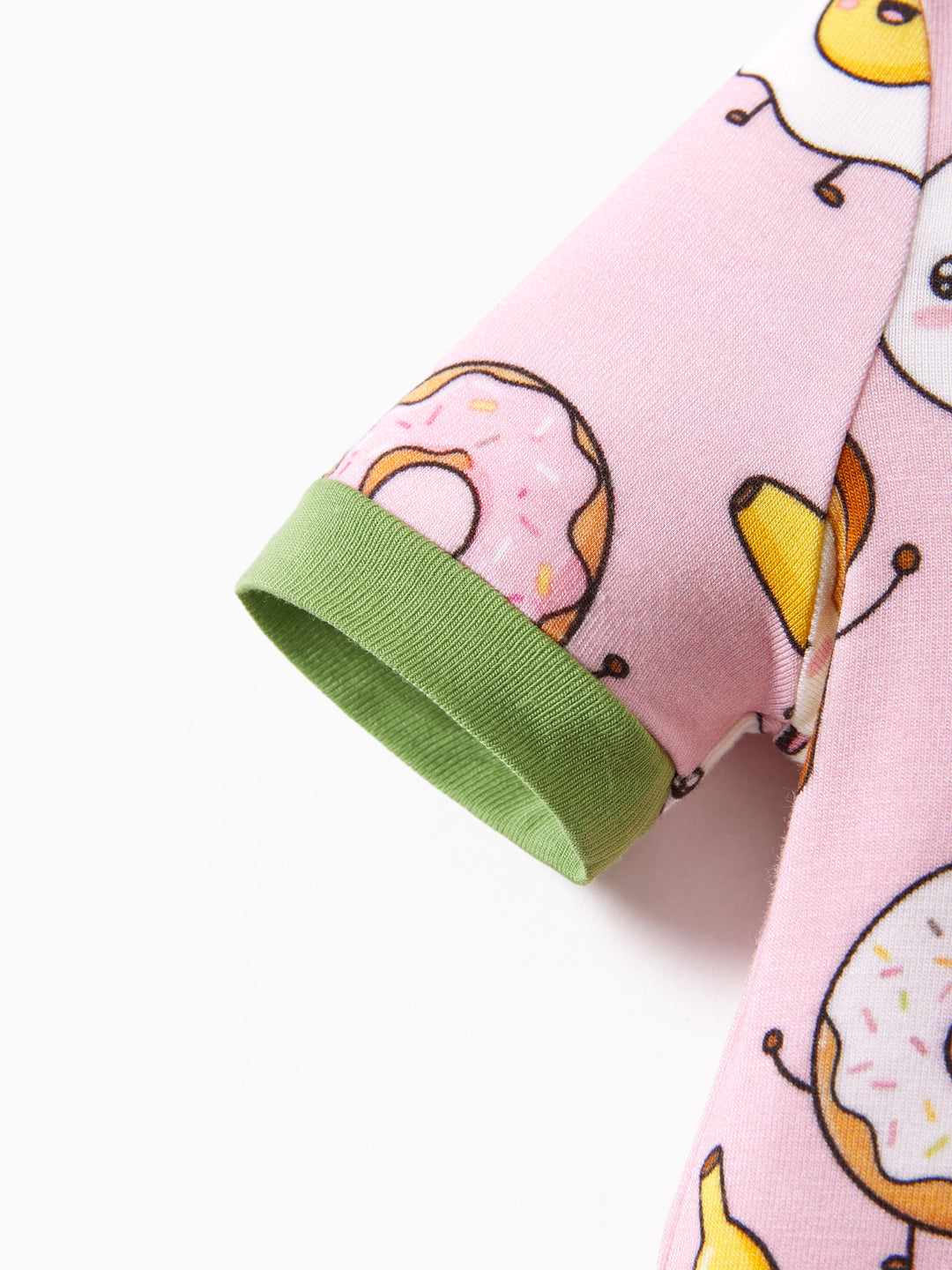 Pijamas de bambú para bebé niño/niña con cremallera 2 vías, antideslizantes, con patrón infantil de comida, ropa de dormir de bambú (ajustados)
 Rosa claro