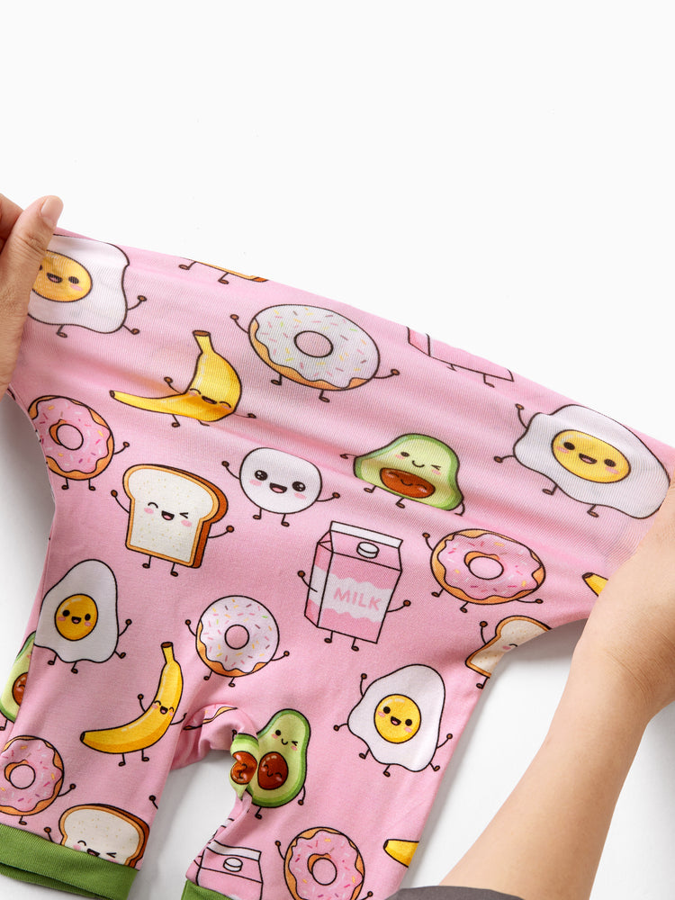 Bamboo Baby Boy /  Girl 2-Way Zip Onesies Anti Slip Childlike Food Pattern Bamboo Sleepwear (Snug-Fitting)
 Light Pink