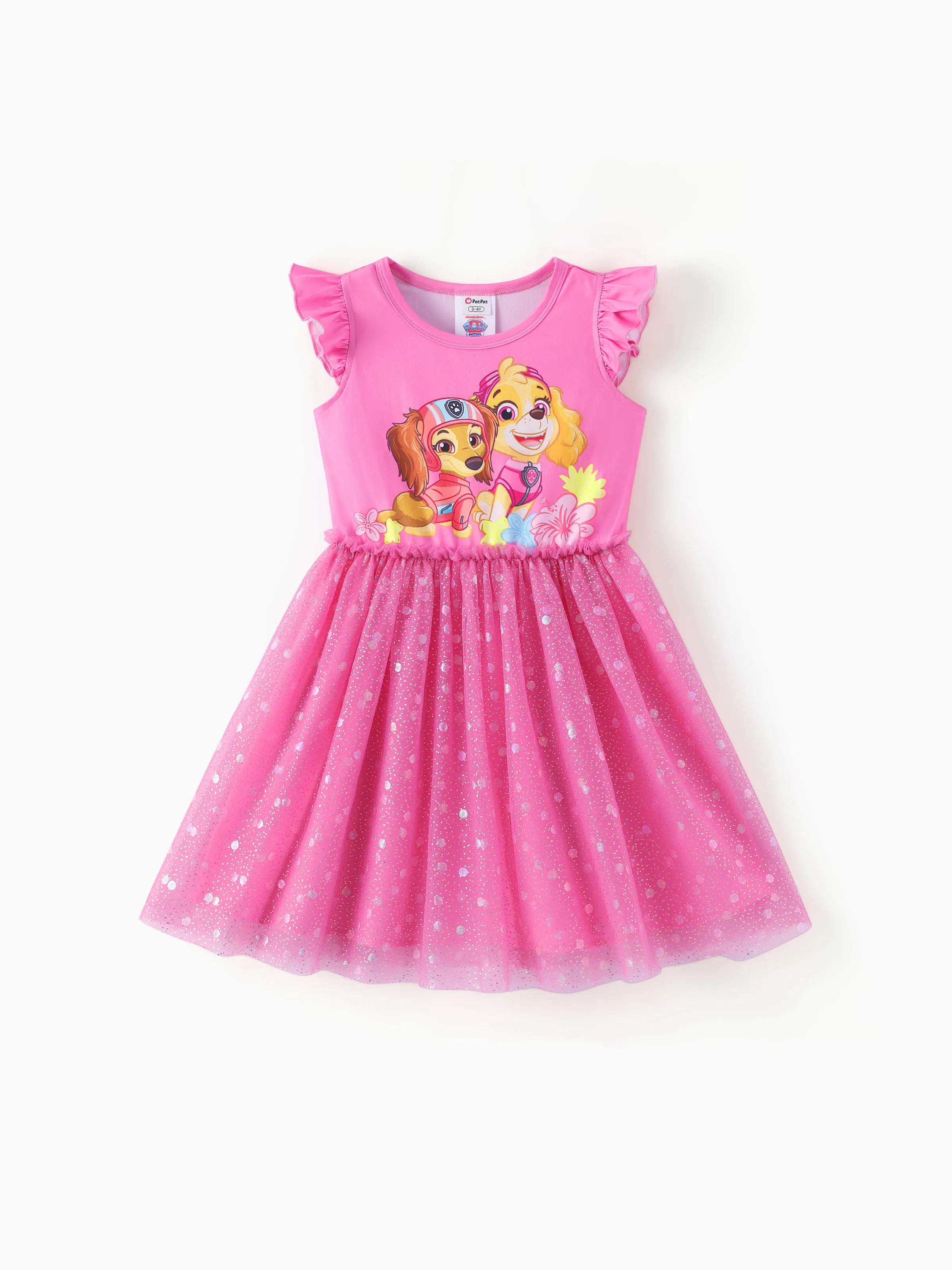 PAW Patrol Toddler Girl Skye & Liberty Sweet Ruffle-sleeve Mesh Dress - PatPat PAW Patrol Toddler Girl Skye & Liberty Sweet Ruffle-sleeve Mesh Dress - PatPat