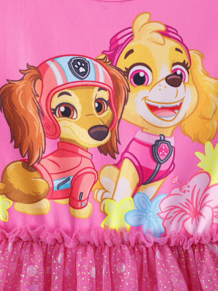 PAW Patrol Toddler Girl Skye & Liberty Sweet Ruffle-sleeve Mesh Dress Pink