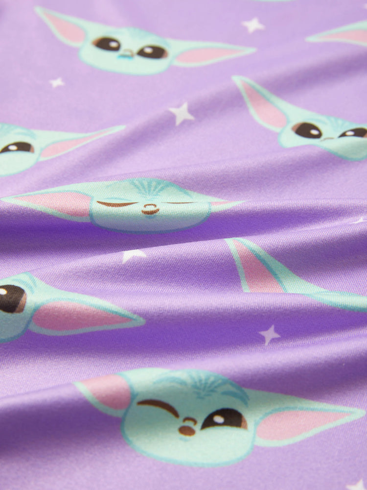 Star Wars Vestido sin Mangas con Estampado Completo de Grogu para Niña Pequeña/Kid Púrpura