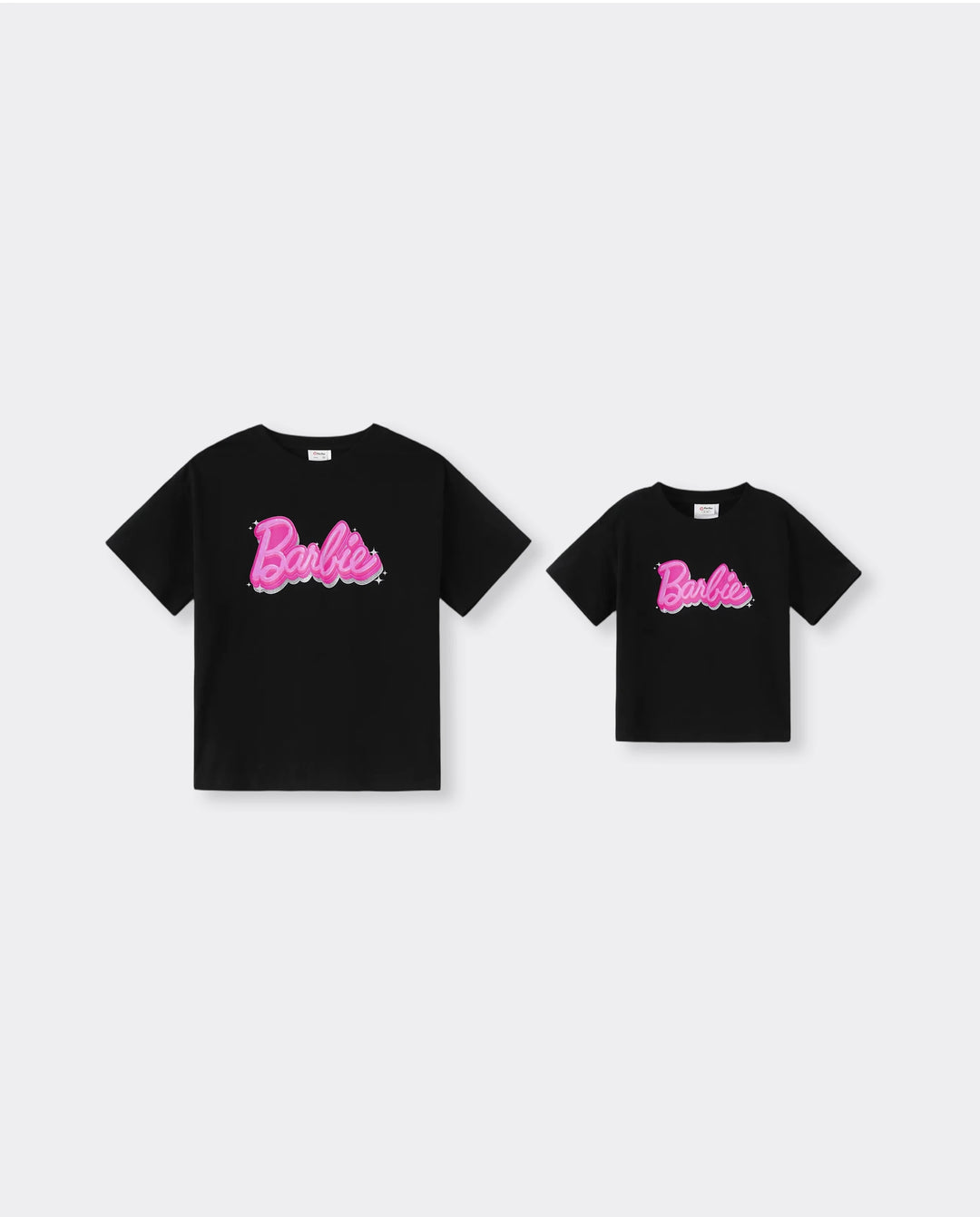 Barbie Mommy and Me Letter Print Short Sleeve Cotton Tee Black