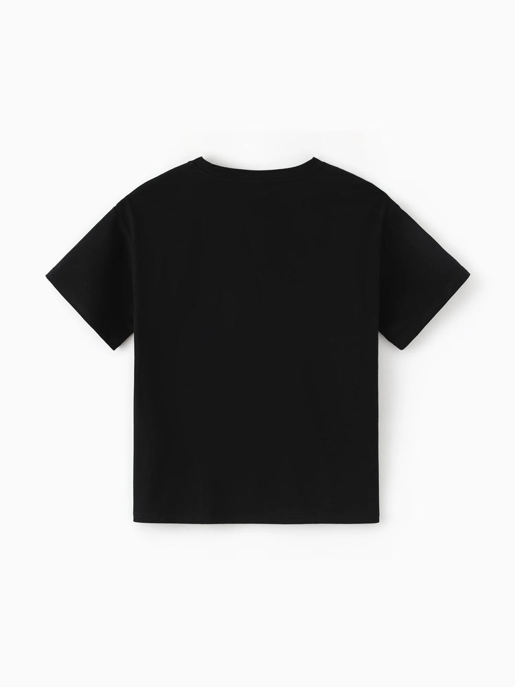 Barbie Mommy and Me Letter Print Short Sleeve Cotton Tee Black