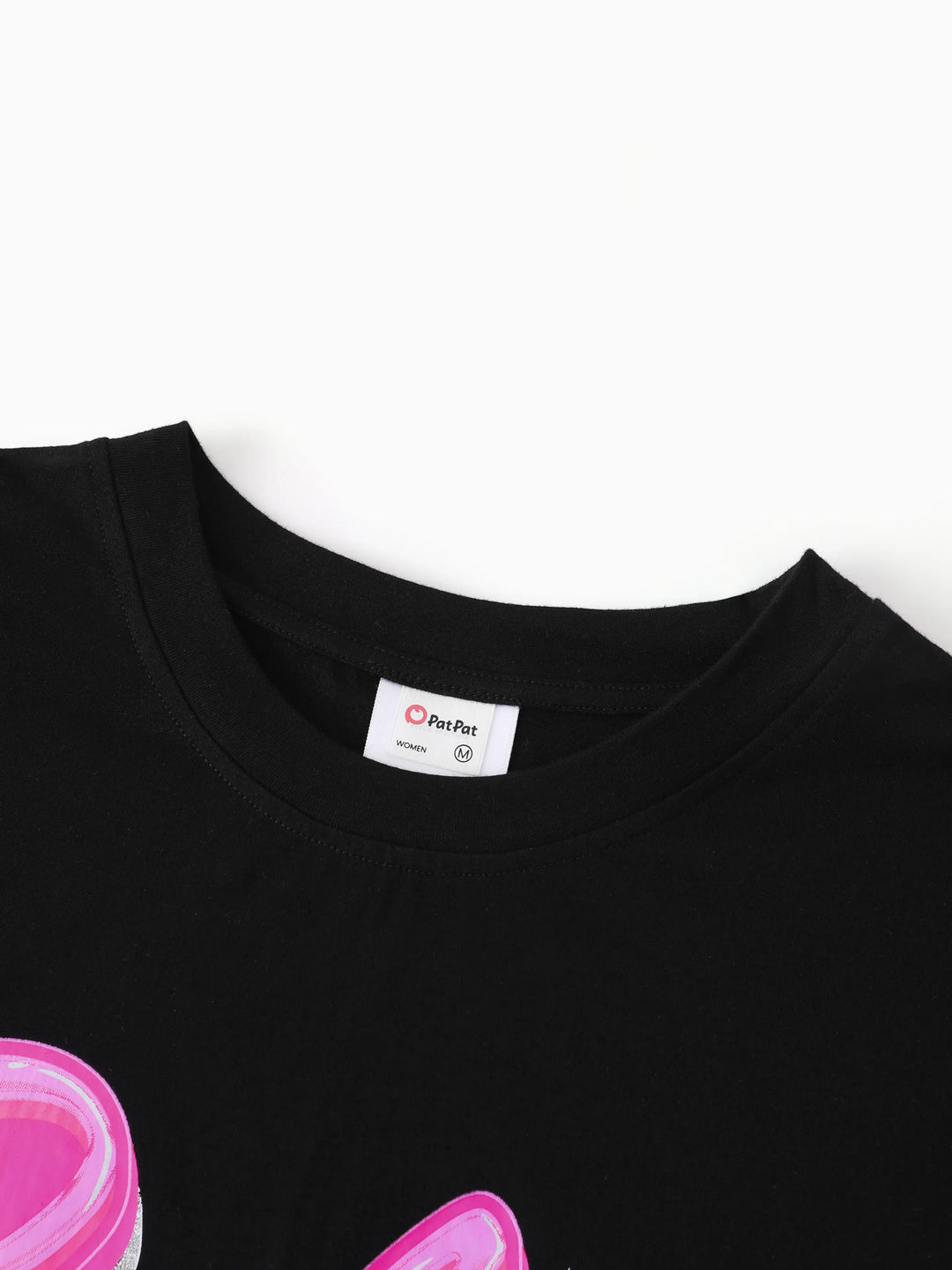 T-shirt en coton à manches courtes imprimé lettres Barbie Maman et Moi Noir