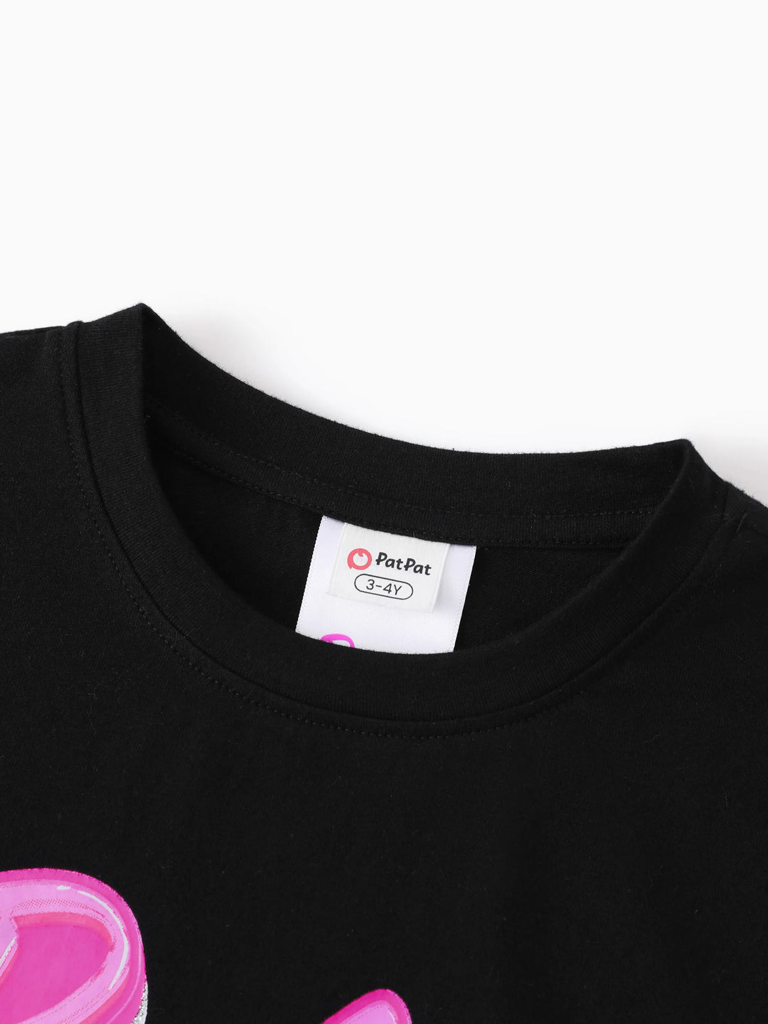 T-shirt en coton à manches courtes imprimé lettres Barbie Maman et Moi Noir