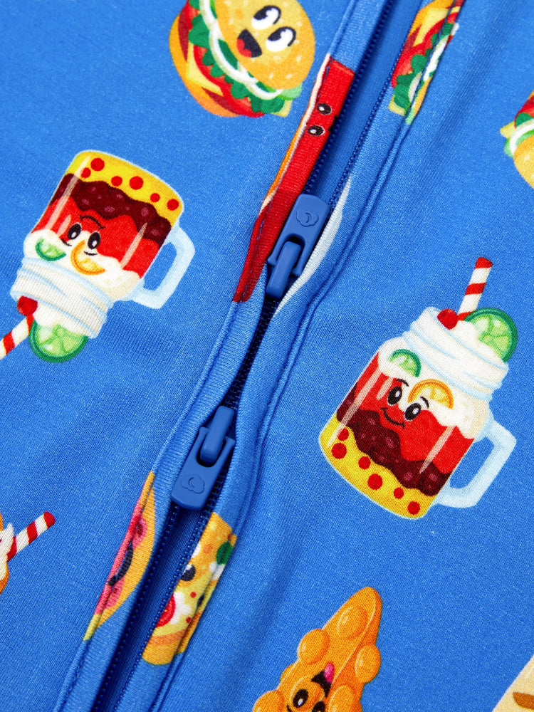 Daddy & Son Bamboo Pajamas Buttery Soft Bamboo PJs for Men Women Kids Toddler, Cute Burger & Fries Print Short Sleeve Sleepwear (Snug-Fitting for Children) Royal Blue