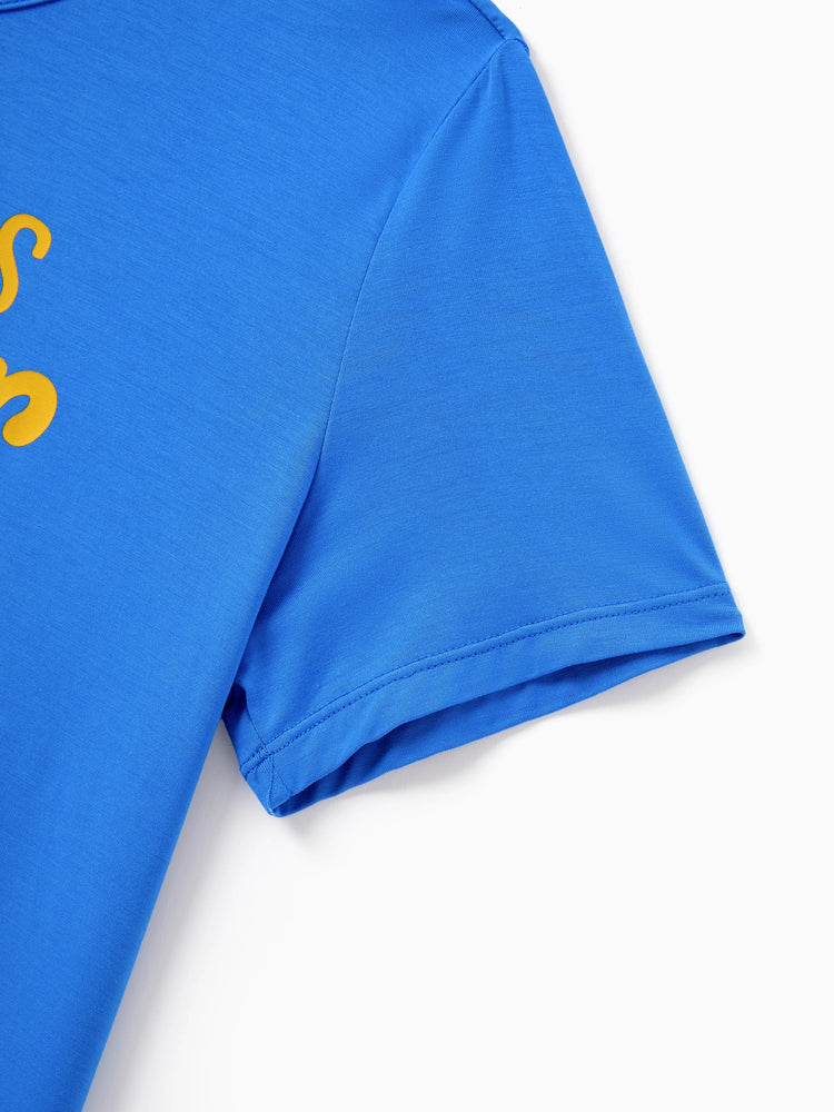 Mommy & me Bamboo Pajamas Buttery Soft Bamboo PJs for Men Women Kids Toddler, Cute Burger & Fries Print Short Sleeve Sleepwear (Snug-Fitting for Children) Royal Blue