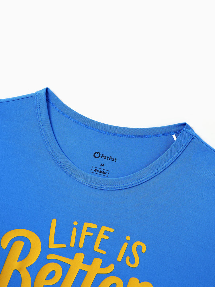 Family Matching Bamboo Pajamas Buttery Soft Bamboo PJs for Men Women Kids Toddler, Cute Burger & Fries Print Short Sleeve Sleepwear (Snug-Fitting for Children) Royal Blue