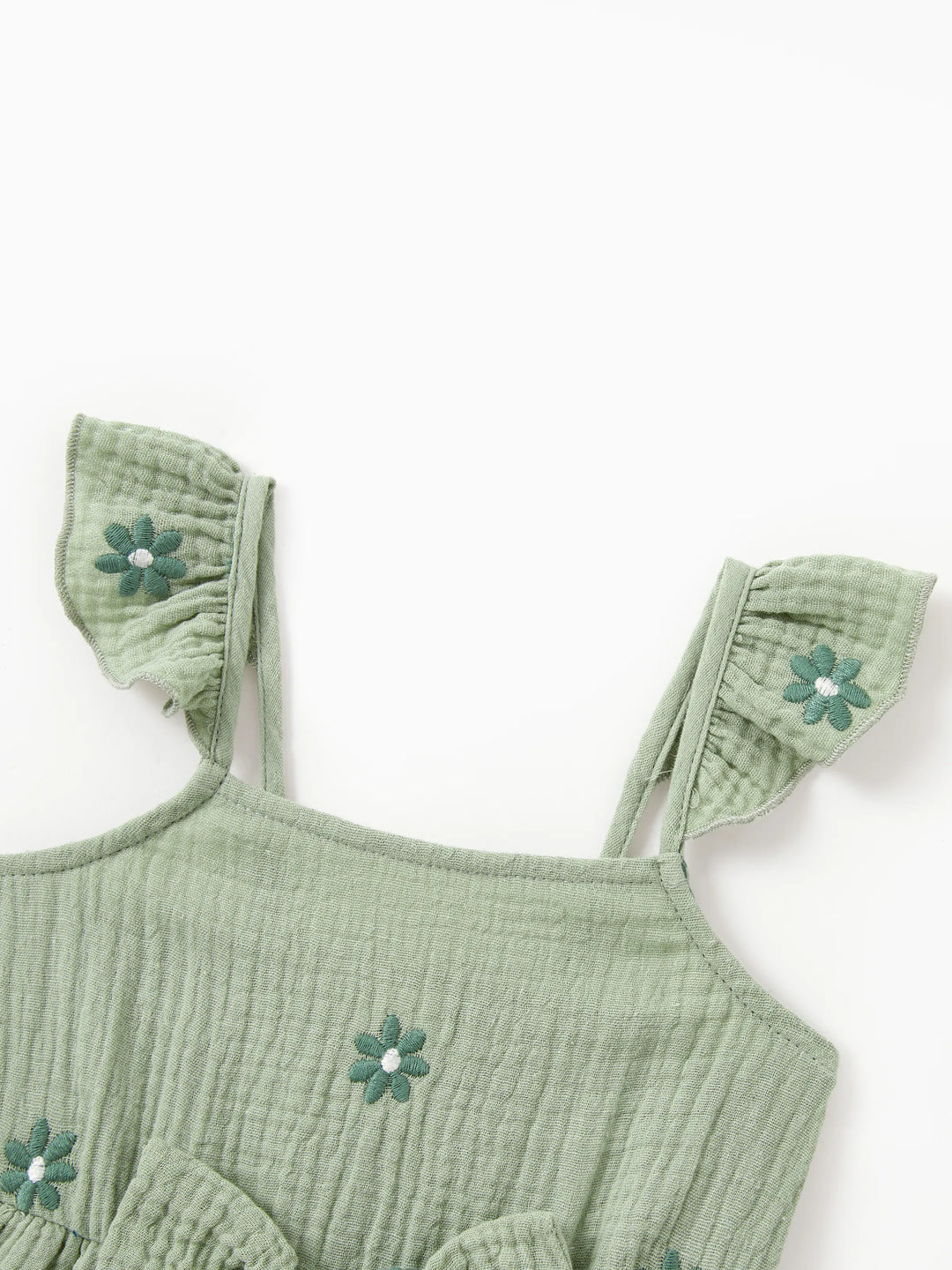 Matching Floral Cotton Dresses for Mom & Me Button-Down Smocked Floral Strap Dress for Mom, Baby Girl Ruffle Dress with Bow, Perfect for Summer Family Outings & Photos Pale Green