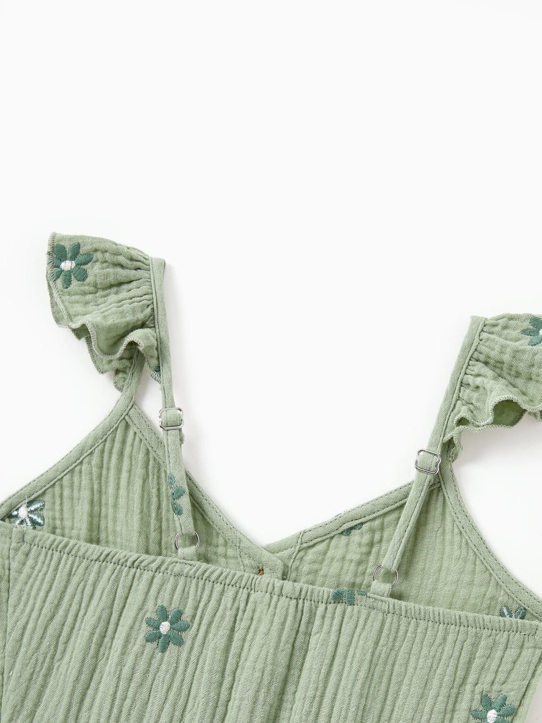 Matching Floral Cotton Dresses for Mom & Me Button-Down Smocked Floral Strap Dress for Mom, Baby Girl Ruffle Dress with Bow, Perfect for Summer Family Outings & Photos Pale Green