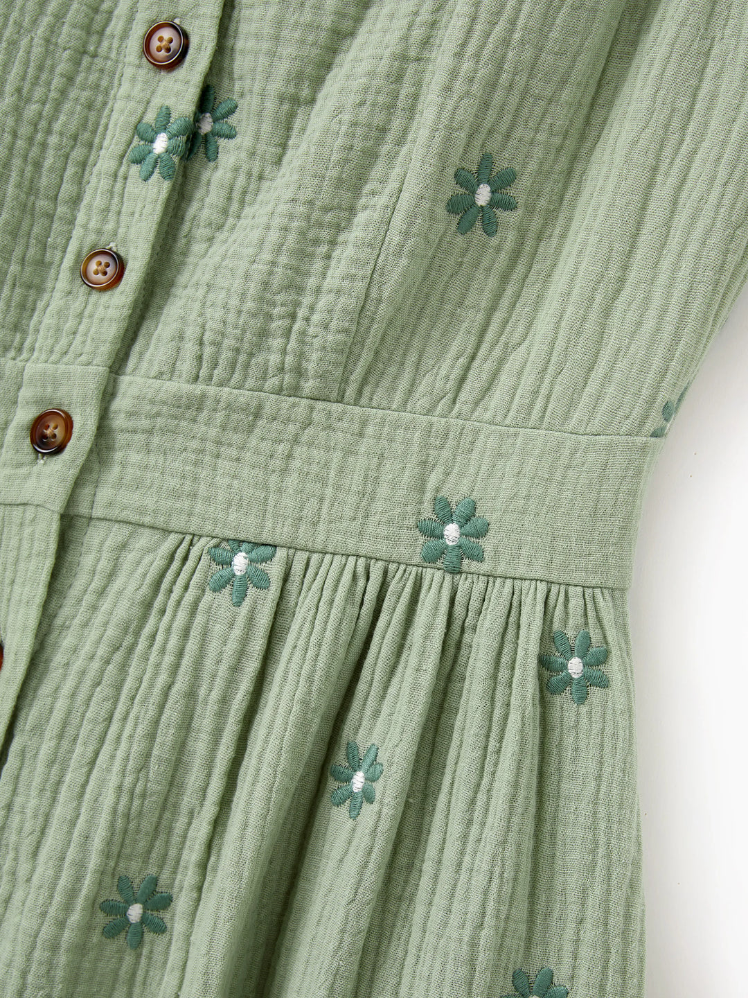 Matching Floral Cotton Dresses for Mom & Me Button-Down Smocked Floral Strap Dress for Mom, Baby Girl Ruffle Dress with Bow, Perfect for Summer Family Outings & Photos Pale Green