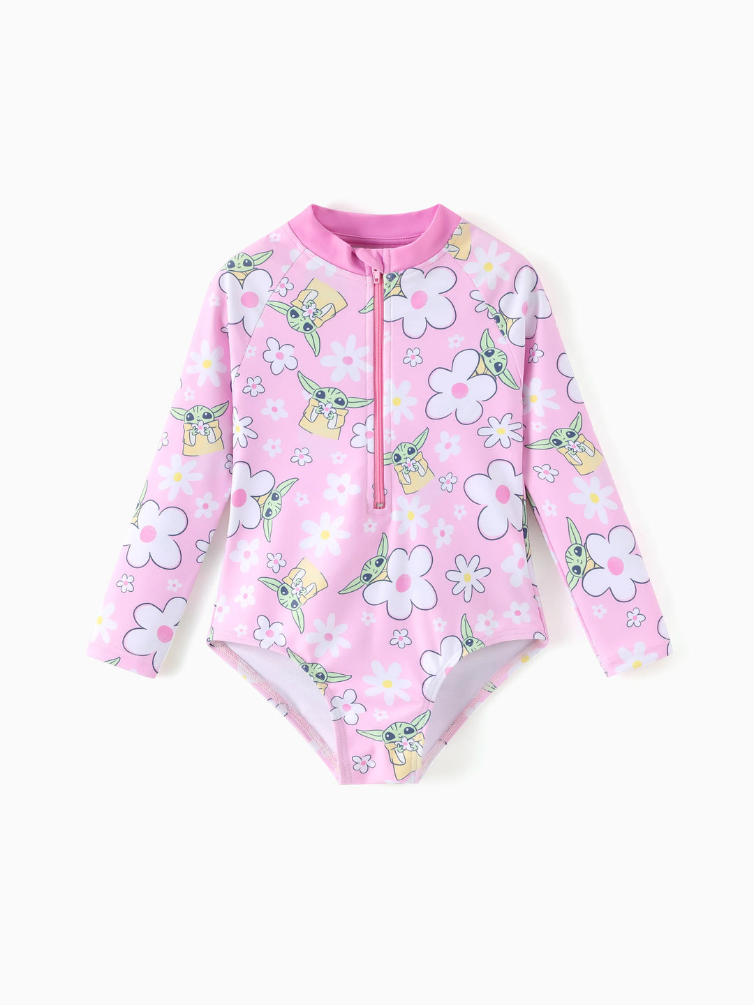 Star Wars Toddler/Kid Girl Grogu Allover Print Swimsuit Light Pink