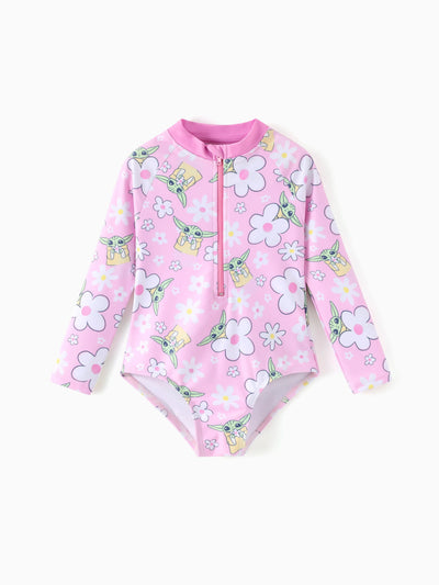 Star Wars Toddler/Kid Girl Grogu Allover Print Swimsuit Light Pink