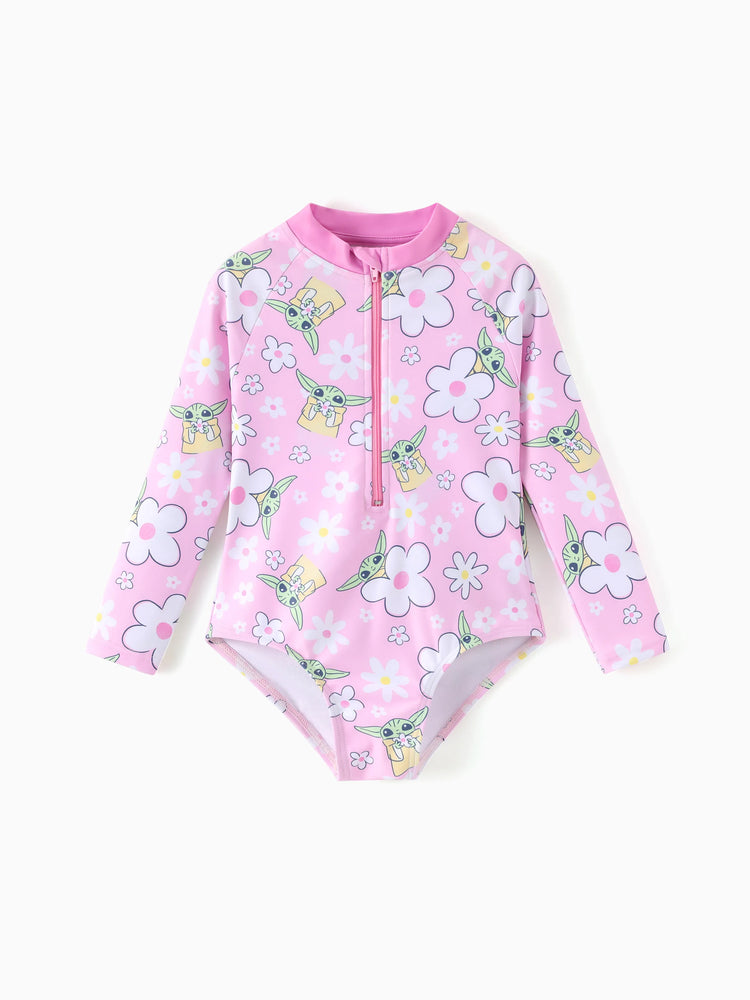 Star Wars Toddler/Kid Girl Grogu Allover Print Swimsuit Light Pink