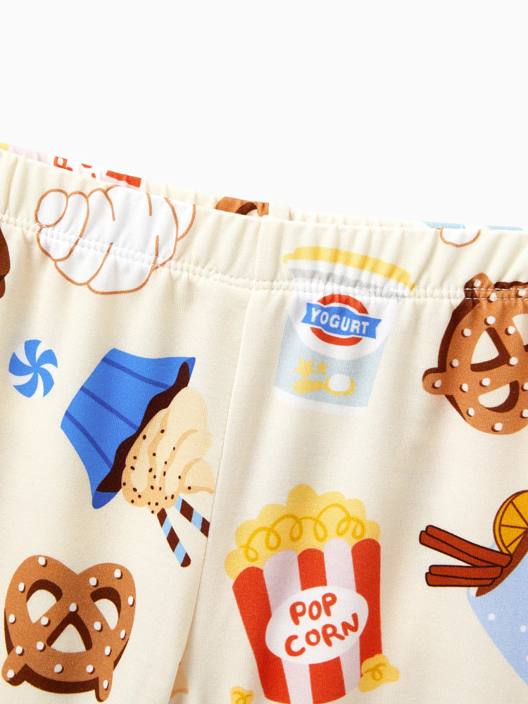 Family Matching Bamboo Pajamas Buttery Soft Bamboo Viscose PJs for Men Women Kids Toddler Baby, Cozy Dessert Print Short-sleeve Sleepwear Blue