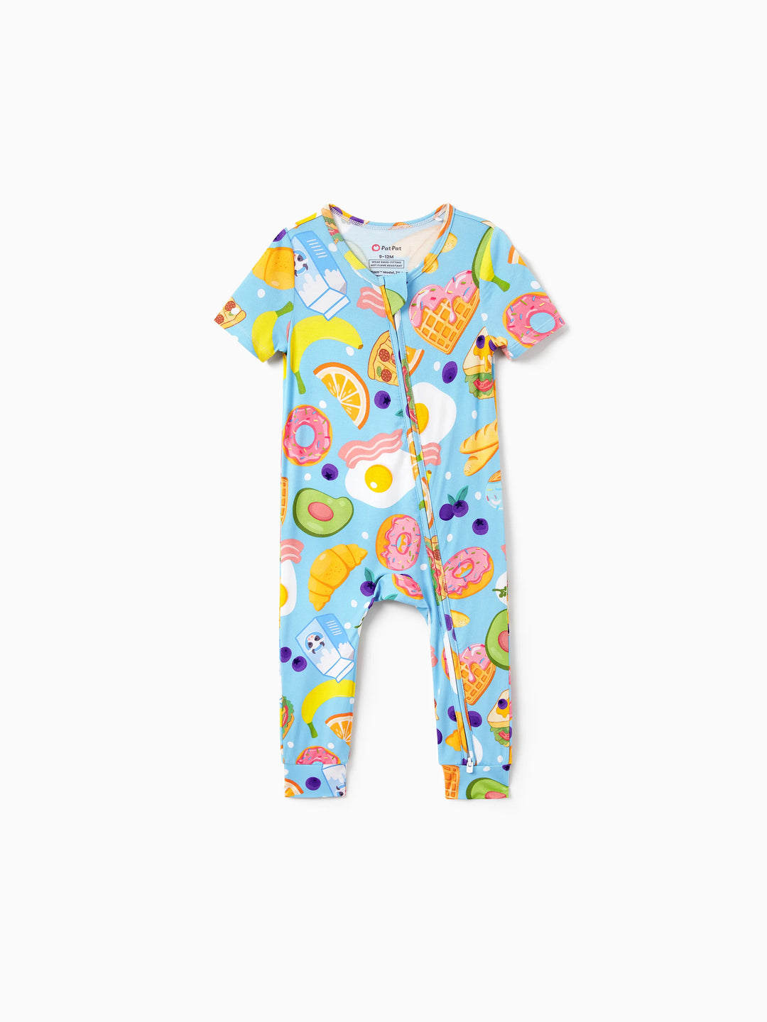 Daddy & Son Bamboo Pajamas Soft Bamboo Viscose PJs for Men Women Kids Toddler, Fun Food & Fruit Print Short-sleeve Sleepwear Blue