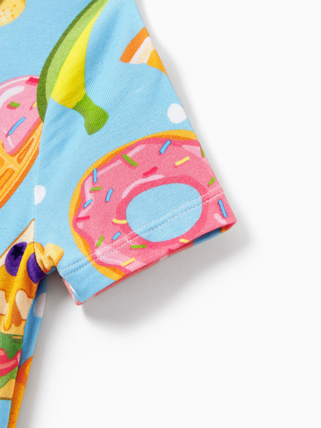 Mommy & me Bamboo Pajamas Soft Bamboo Viscose PJs for Men Women Kids Toddler, Fun Food & Fruit Print Short-sleeve Sleepwear Blue